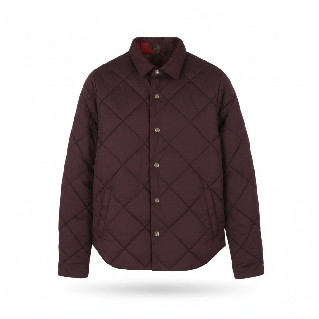 SCOTCH & SODA Men's Jacket S Burgundy Pattern Quilted Padded Snap Button
