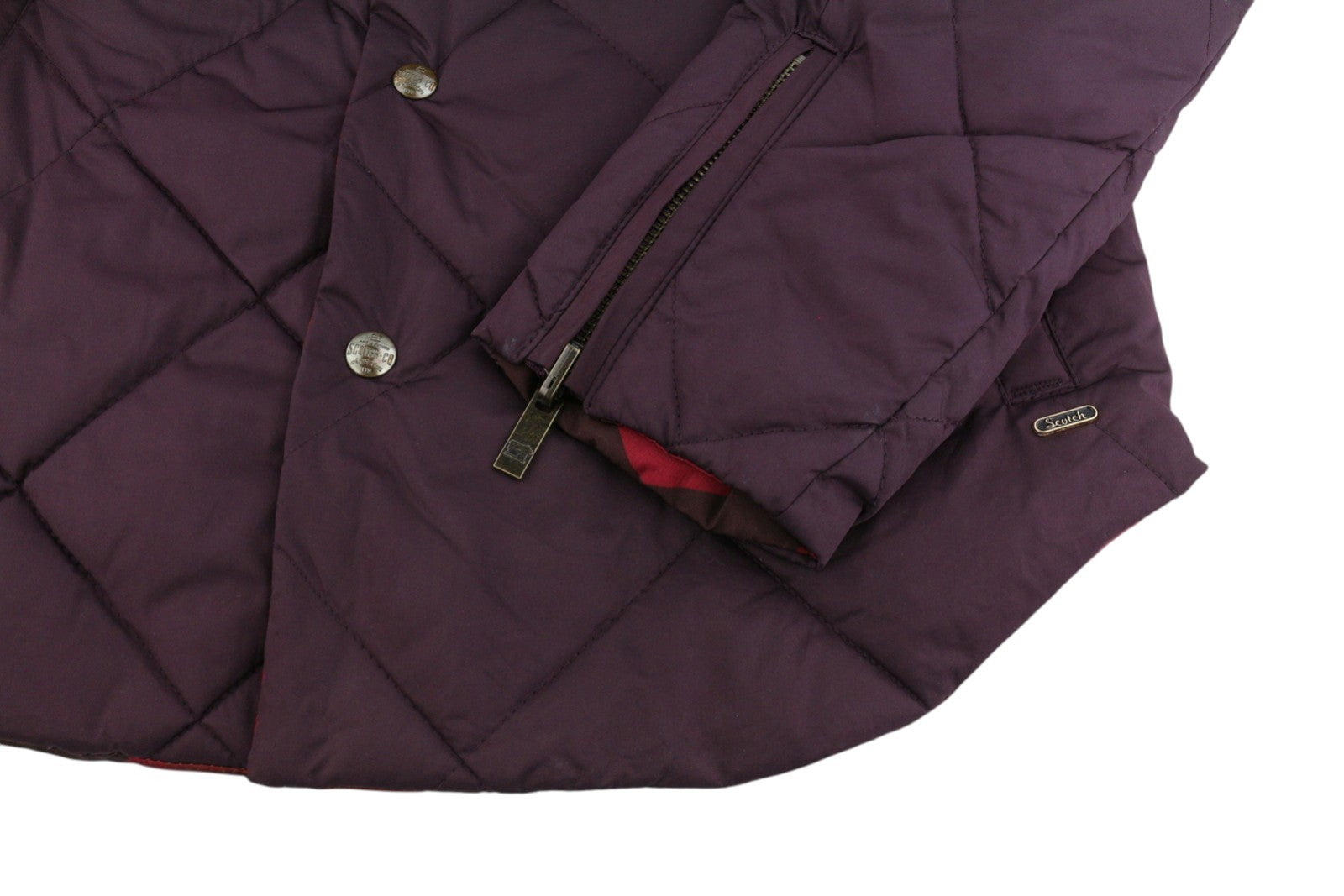 SCOTCH & SODA Men's Jacket S Burgundy Pattern Quilted Padded Snap Button
