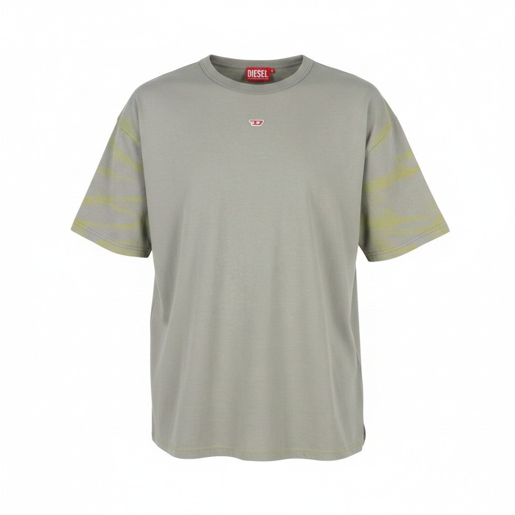 DIESEL T-Boxt-R23 Men T-Shirt L Grey Tricot Cotton Crew Oversized Short Sleeve