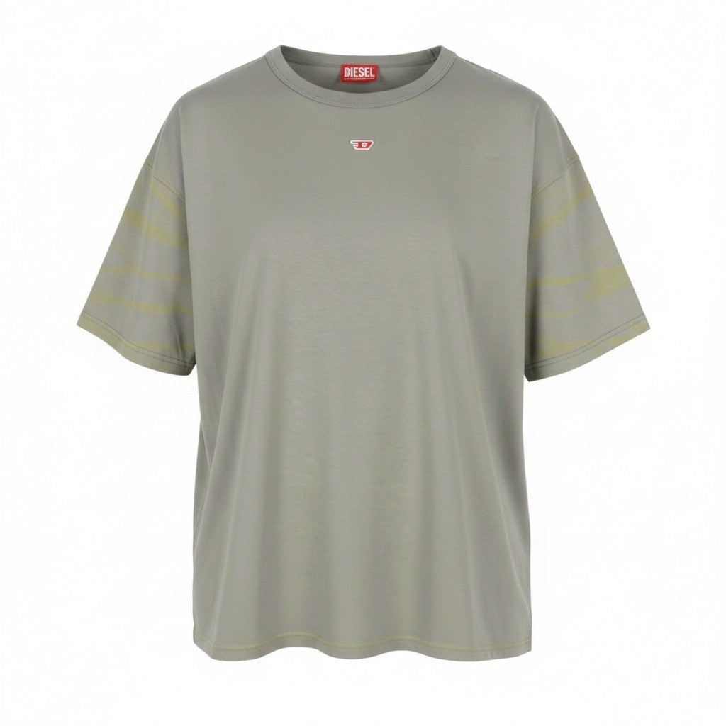 DIESEL T-Boxt-R23 Men T-Shirt L Grey Oversized Cotton Crew Neck Short Sleeved