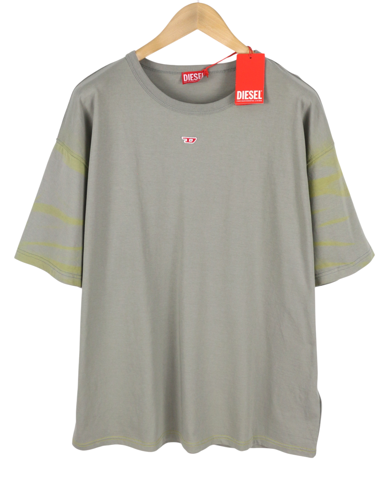 DIESEL T-Boxt-R23 Men T-Shirt L Grey Tricot Oversized Crew Neck Short Sleeve