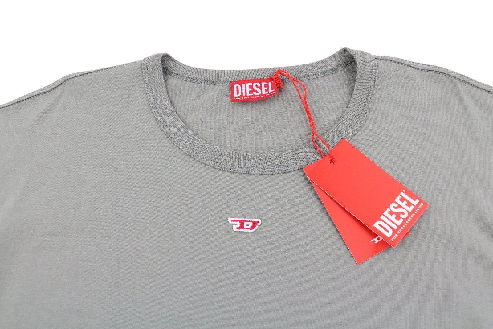 DIESEL T-Boxt-R23 Men T-Shirt L Grey Tricot Oversized Crew Neck Short Sleeve