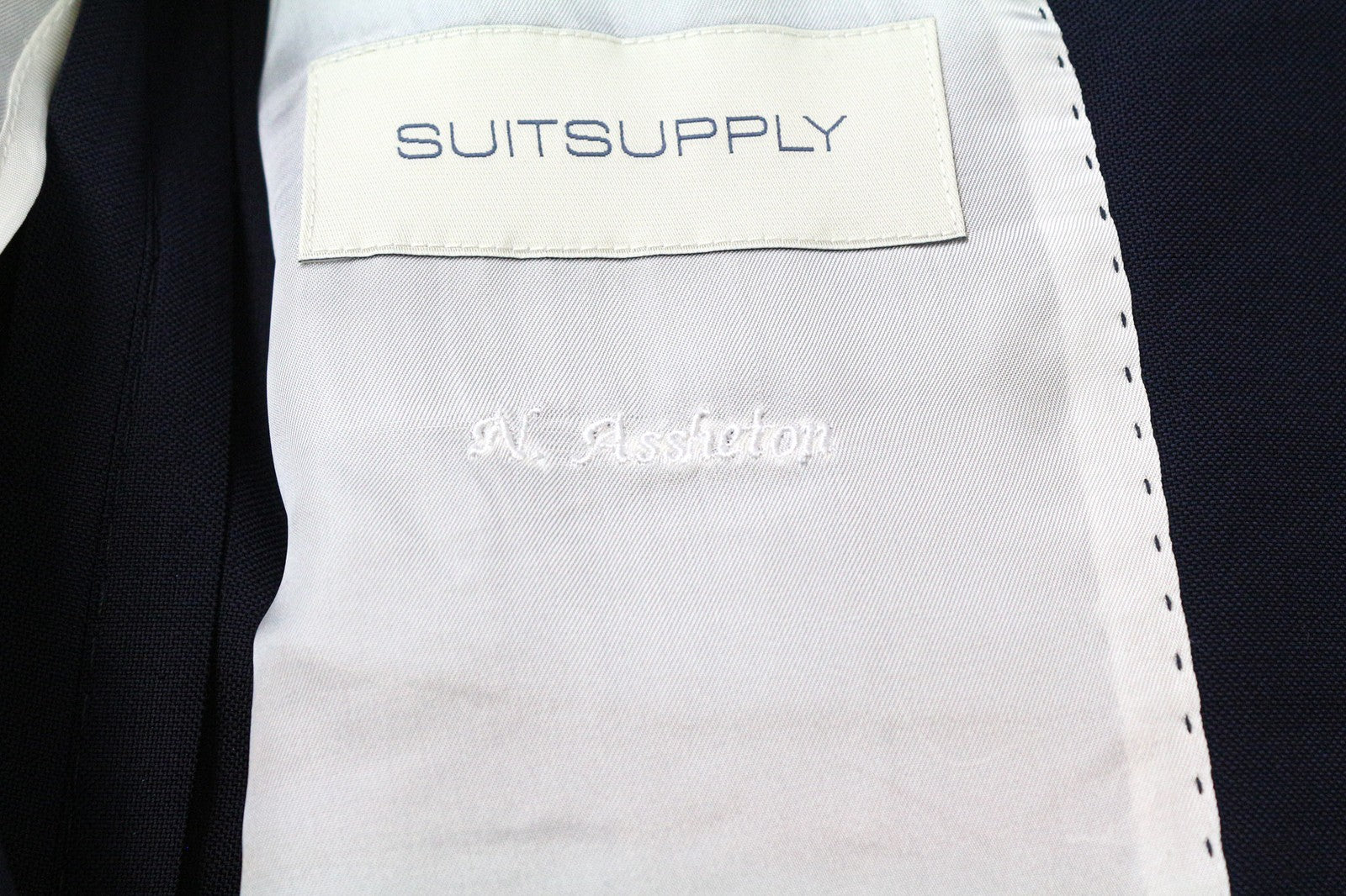 SUITSUPPLY La Spalla Men Suit UK40R Blue Slim 3-Piece Melange Pure Wool Tux