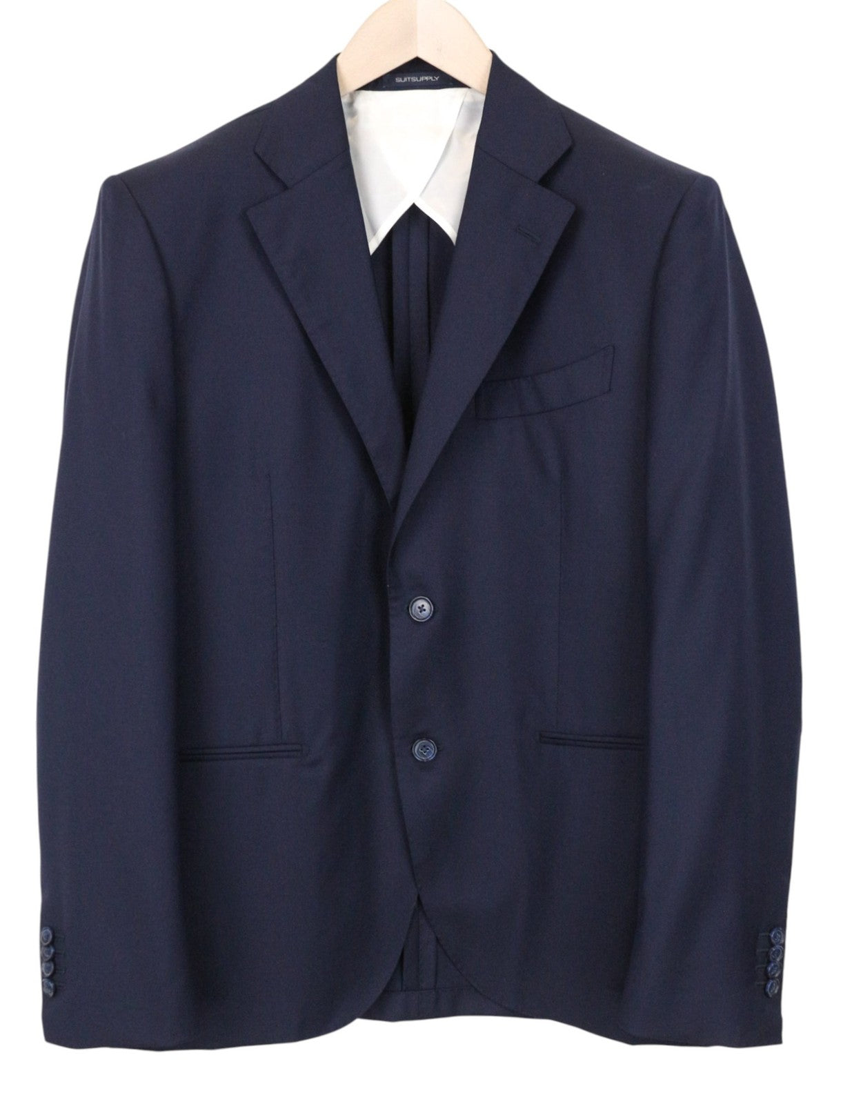 SUITSUPPLY La Spalla Men Suit UK40R Blue Slim 3-Piece Melange Pure Wool Tux