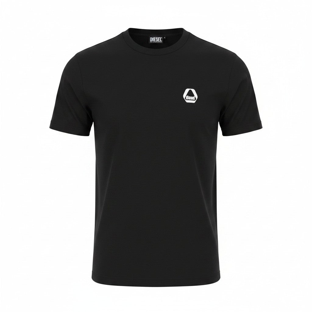 DIESEL T-Just 8-3 Men T-Shirt 2XL Black Crew Neck Cotton Short Sleeved