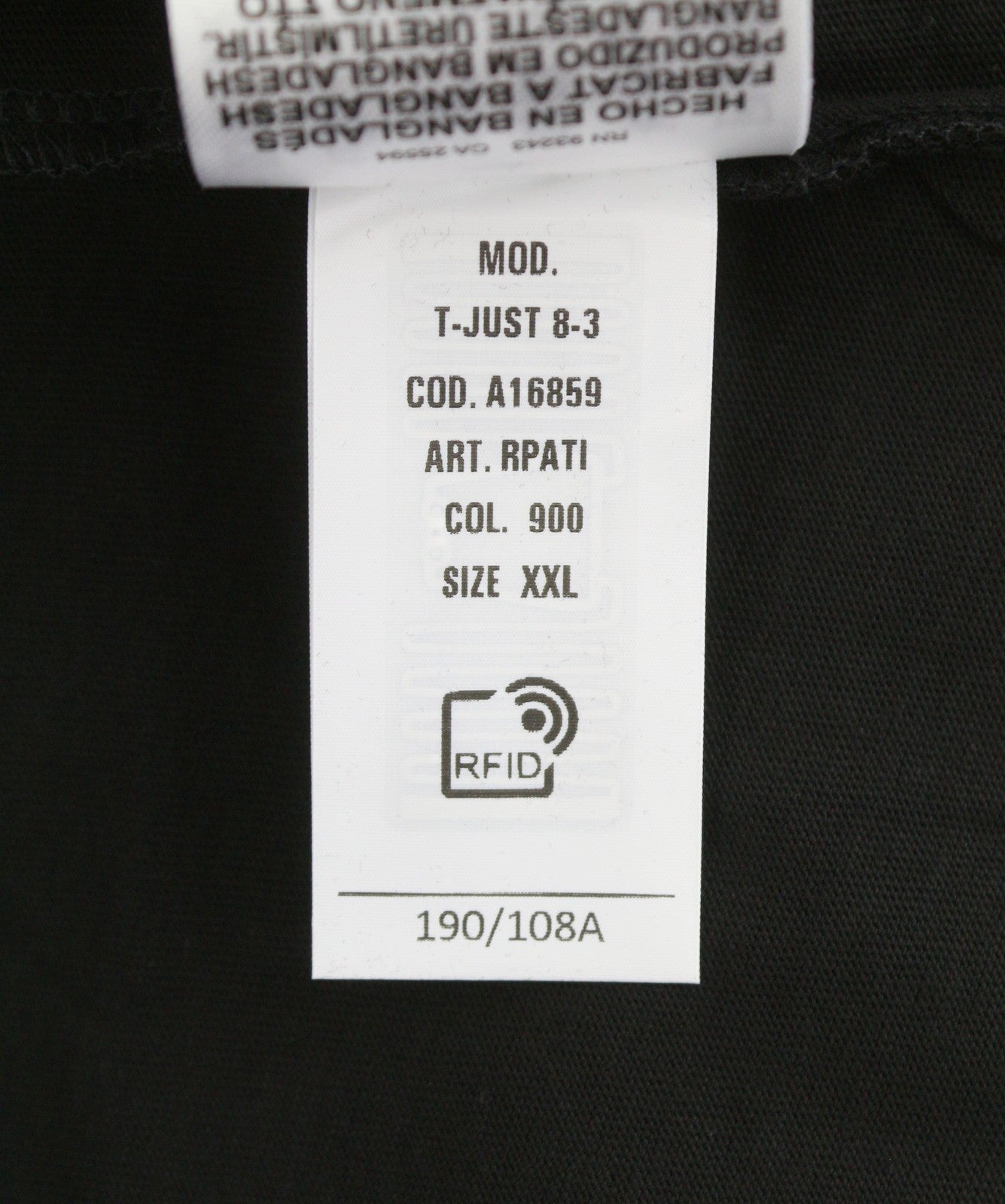 DIESEL T-Just 8-3 Men T-Shirt 2XL Black Crew Neck Cotton Short Sleeved