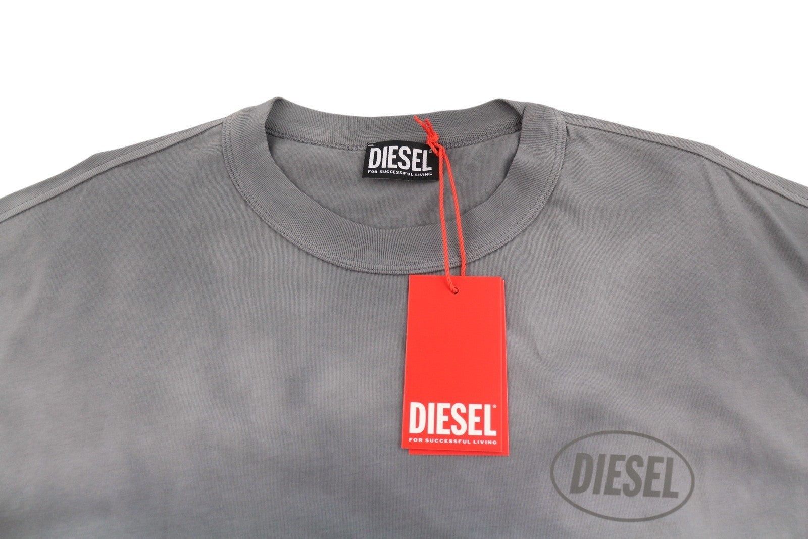 DIESEL T-Wash-Out Men T-Shirt L Grey Faded Oversized Short Sleeved