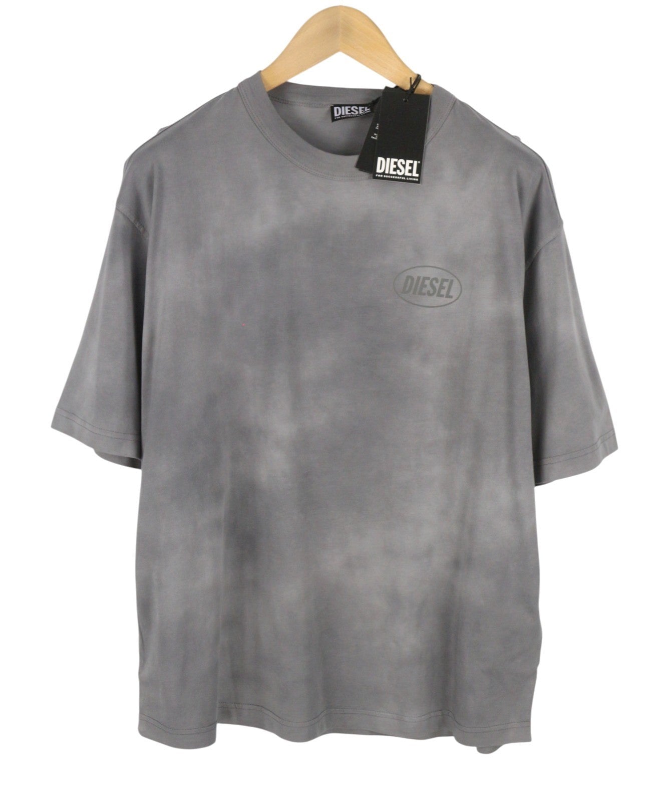 DIESEL T-Wash-Out Men T-Shirt 2XL Grey Faded Oversized Short Sleeved