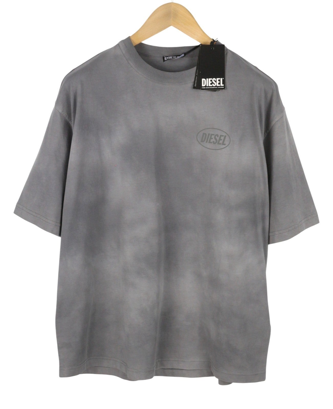DIESEL T-Wash-Out Men T-Shirt M Grey Faded Oversized Short Sleeved