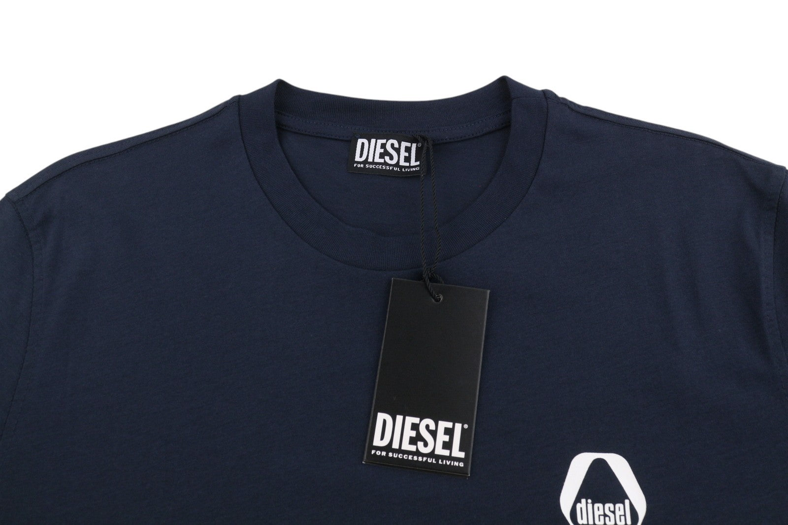 DIESEL T-Just 8-3 Men T-Shirt L Dark Blue Crew Neck Cotton Short Sleeved