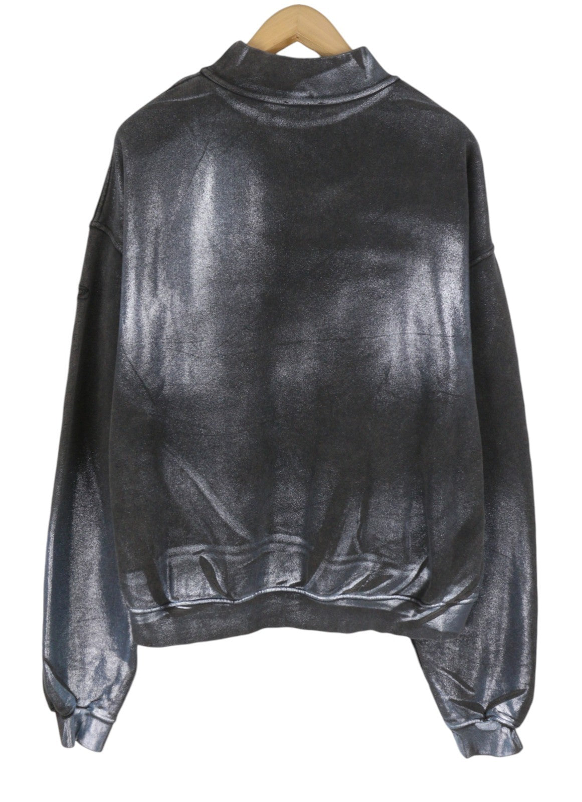 DIESEL F-Alexan Men Sweatshirt L Grey Faded Metallic Shiny Unisex RRP325