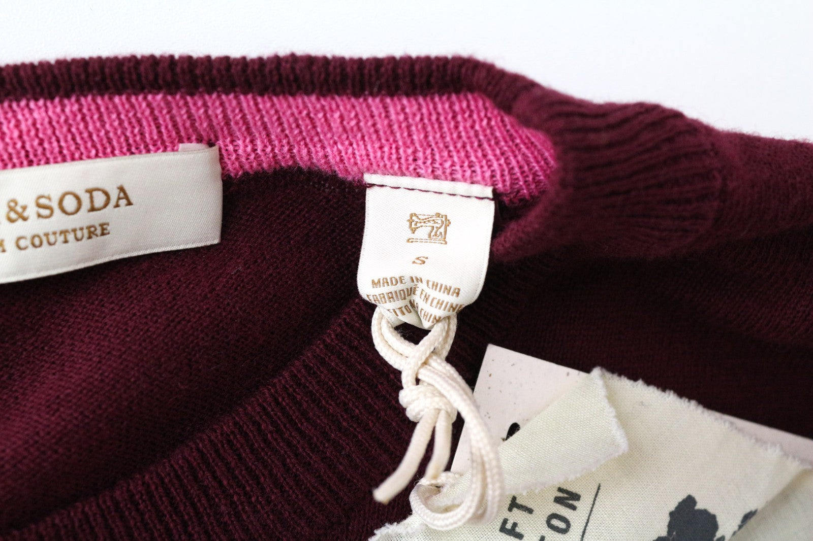 SCOTCH & SODA Ams Couture Men Sweatshirt S Purple Red Cotton Wool Striped