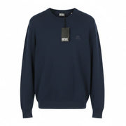 DIESEL K-Freex-Newprint Men Jumper M Dark Blue Cotton Knit Crew Neck RRP140
