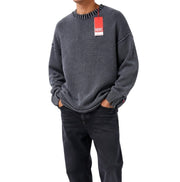 DIESEL K-Delos-A Men Jumper L Blue Faded Distress Oversized Pull On RRP395