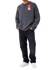 DIESEL K-Delos-A Men Jumper M Blue Faded Distress Oversized Pull On RRP395
