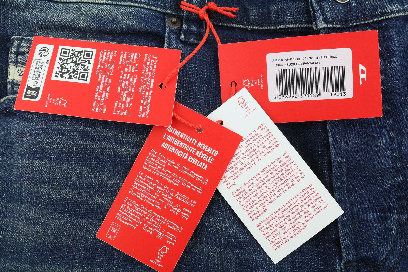 DIESEL 1998 D-Buck 09H35 Men Jeans W34/L32 Blue Faded Slim Bootcut Fit RRP175
