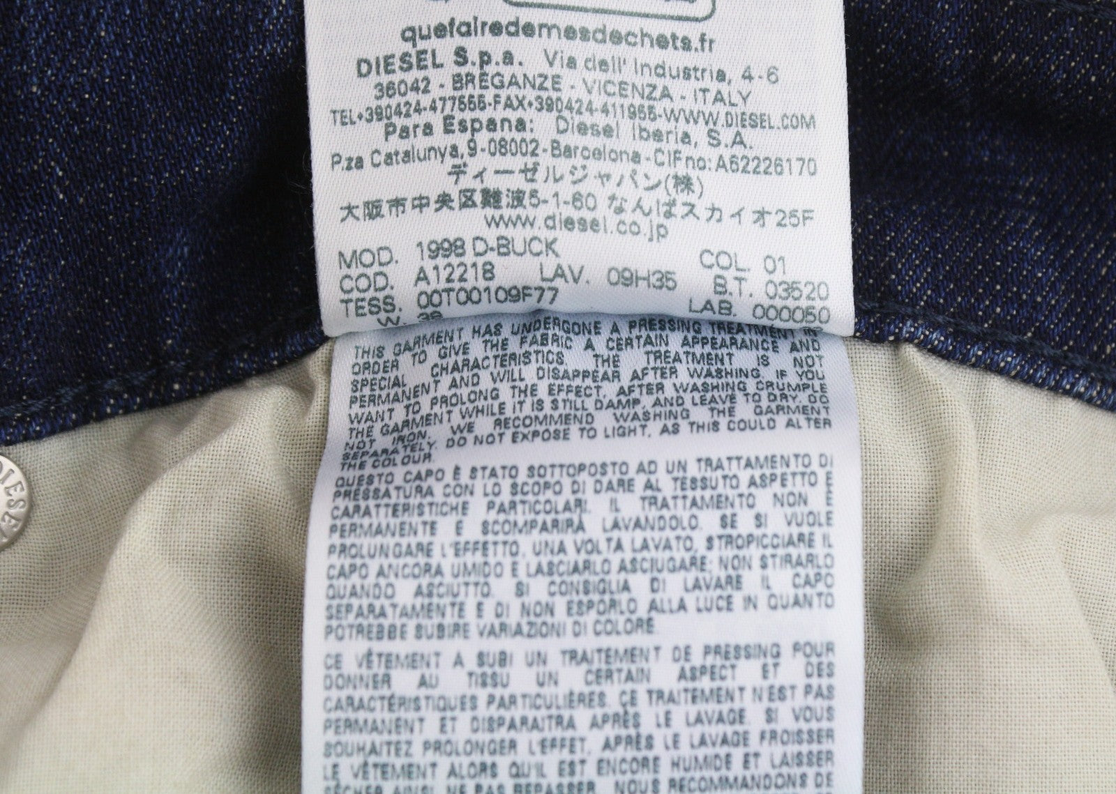 DIESEL 1998 D-Buck 09H35 Men Jeans W38/L32 Blue Faded Slim Bootcut RRP175