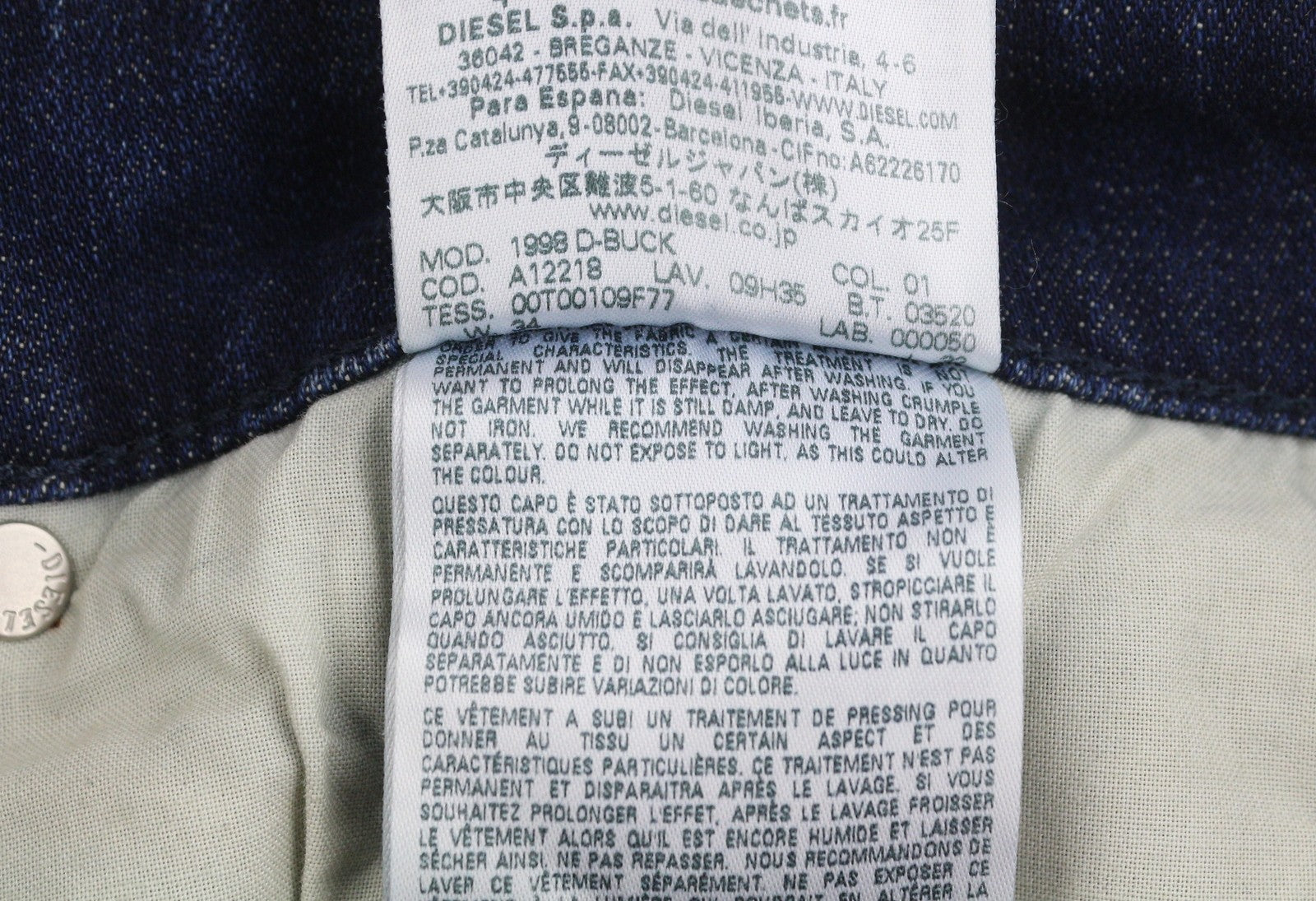 DIESEL 1998 D-Buck 09H35 Men Jeans W34/L32 Blue Faded Slim Bootcut RRP175