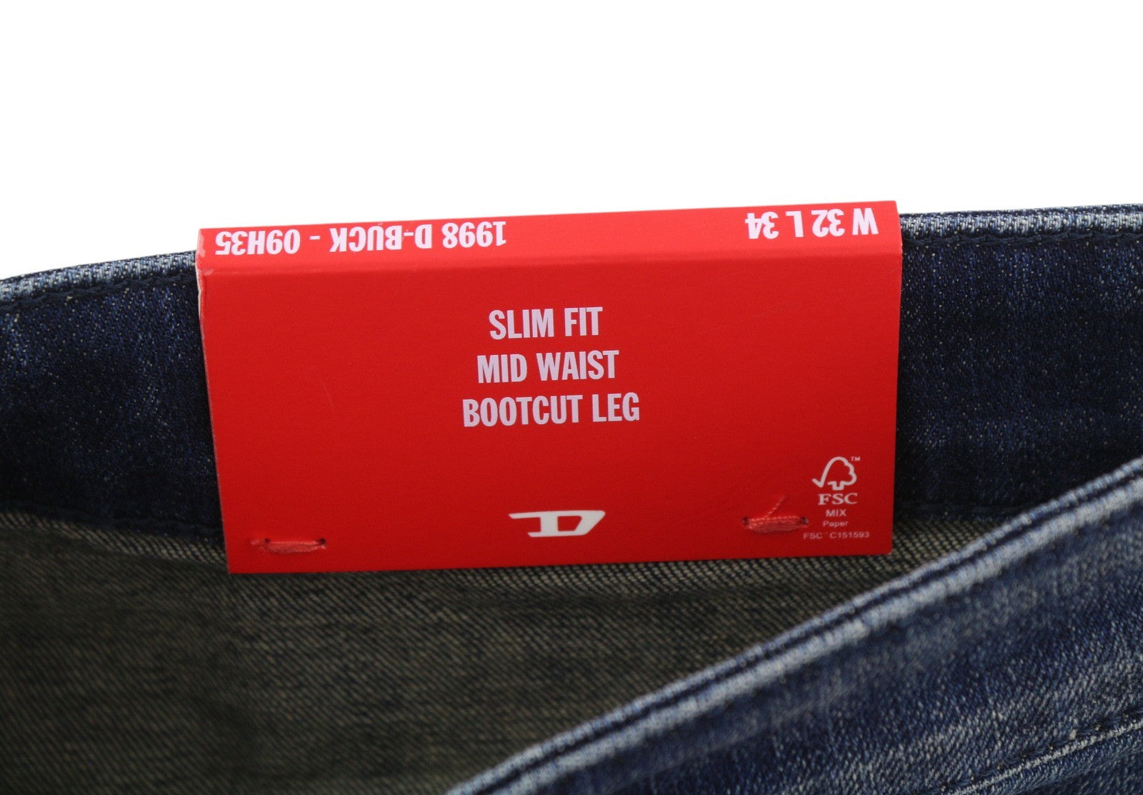 DIESEL 1998 D-Buck 09H35 Men Jeans W32/L34 Blue Faded Slim Bootcut RRP175