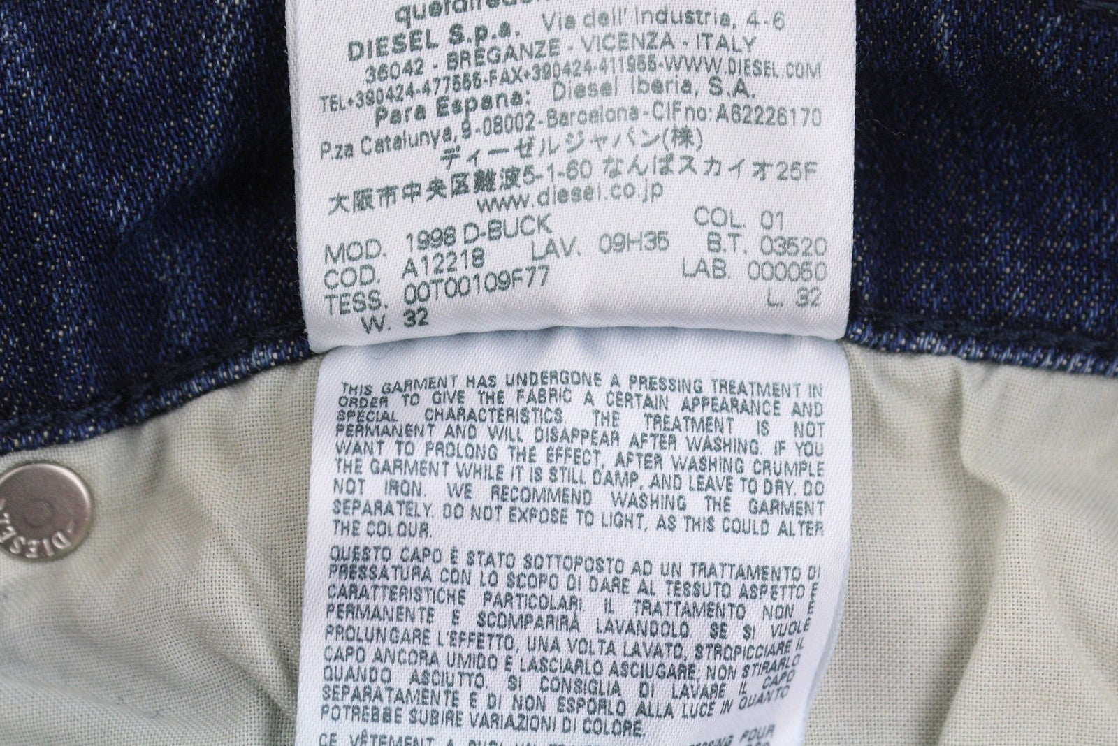 DIESEL 1998 D-Buck 09H35 Men Jeans W32/L32 Blue Faded Slim Bootcut RRP175