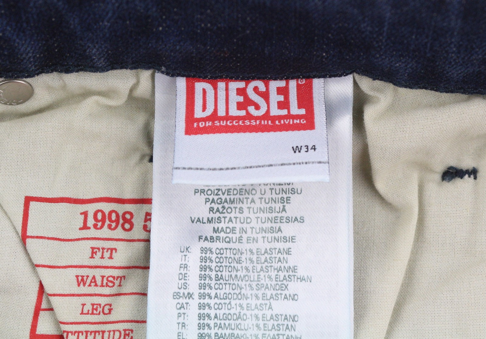 DIESEL 1998 D-Buck 09H35 Men Jeans W34/L34 Blue Faded Slim Bootcut RRP175