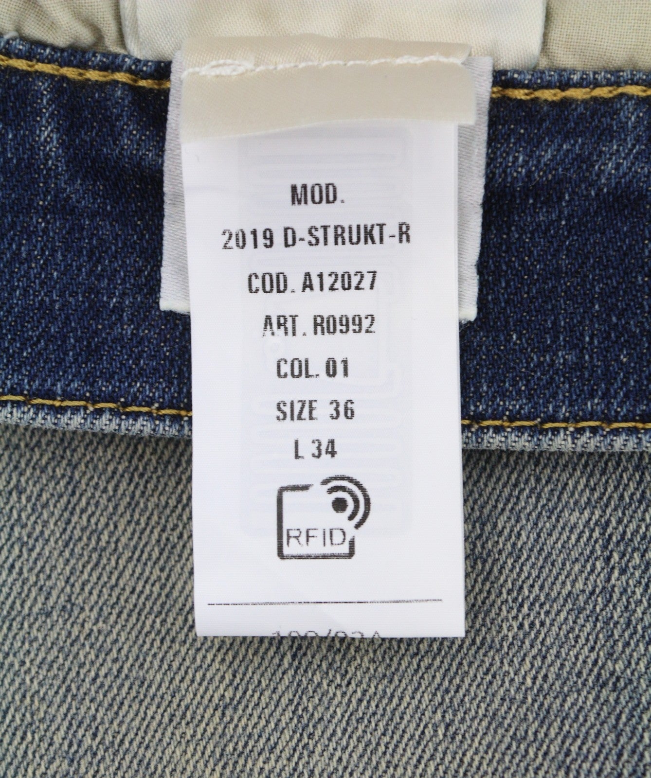 DIESEL 2019 D-Strukt R0992 Men Jeans W36/L34 Blue Faded Distress Slim RRP250
