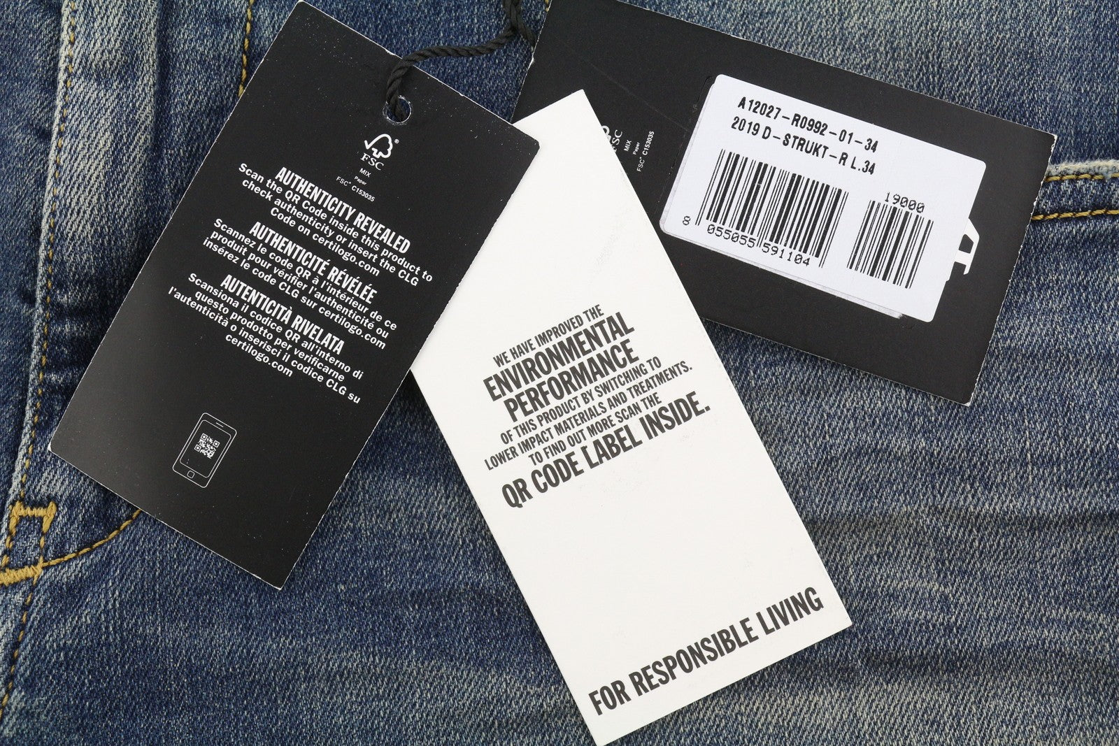 DIESEL 2019 D-Strukt R0992 Men Jeans W34/L34 Blue Faded Distress Slim RRP250