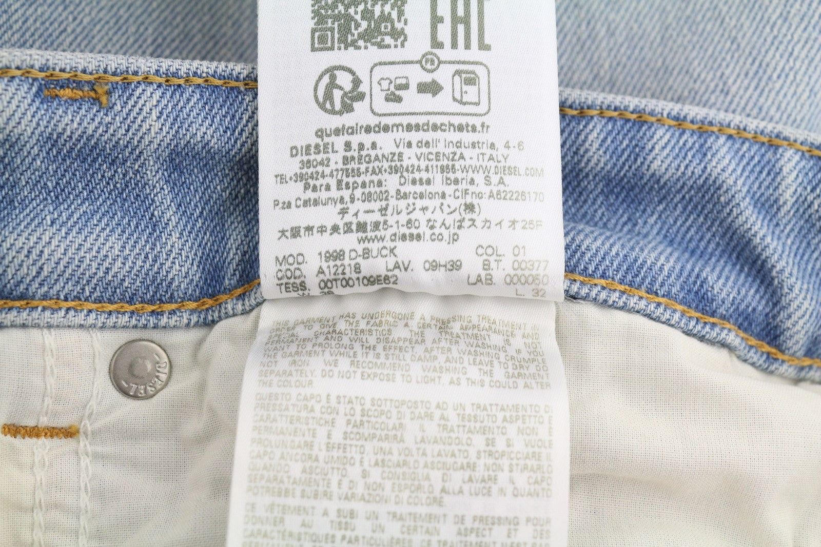 DIESEL 1998 D-Buck 09H39 Men Jeans W36/L32 Blue Distress Slim Bootcut RRP195