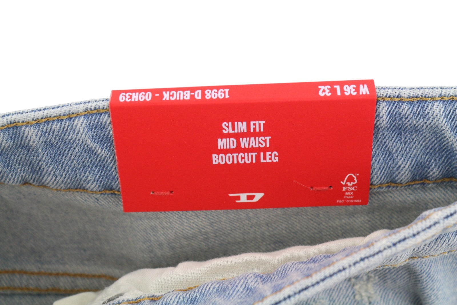 DIESEL 1998 D-Buck 09H39 Men Jeans W36/L32 Blue Distress Slim Bootcut RRP195