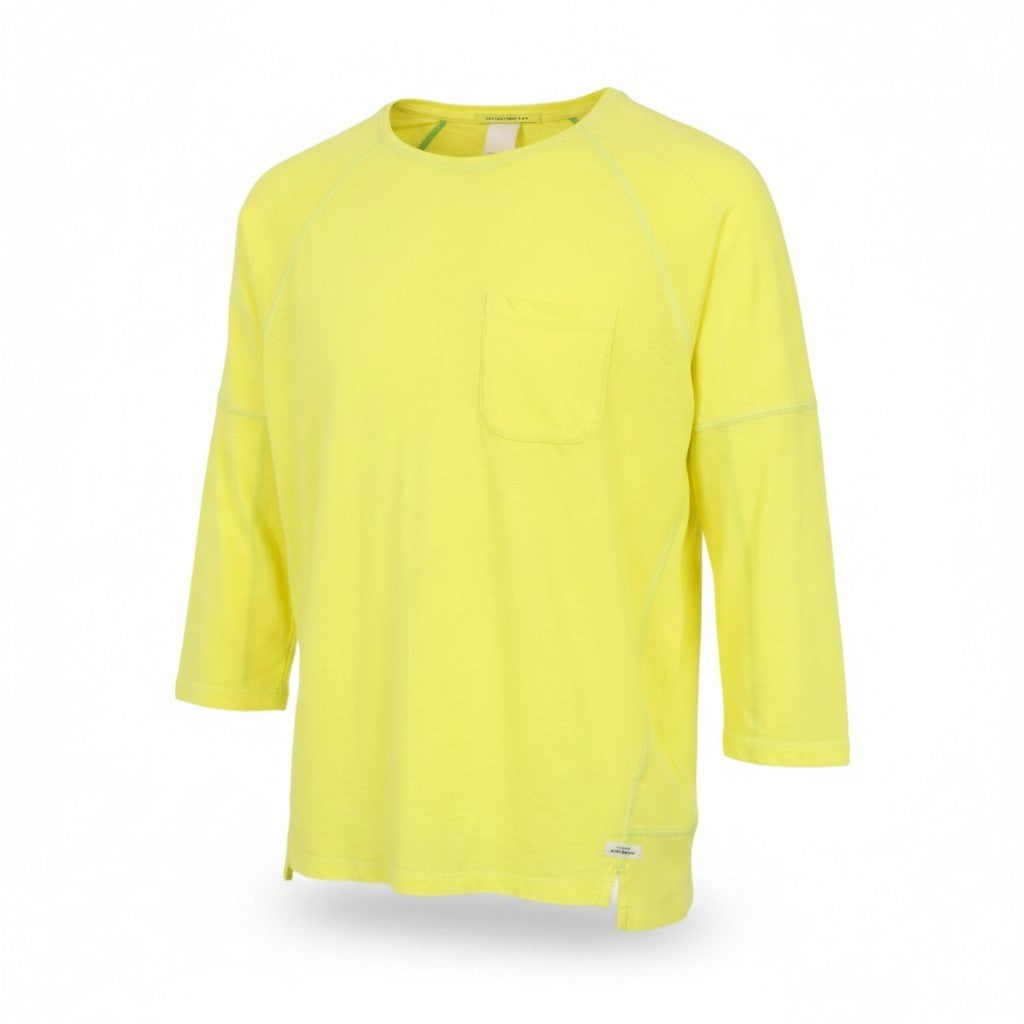 SCOTCH & SODA Ams Blauw Men T-Shirt S/M Yellow 3/4 Sleeved Pull On Pocketed