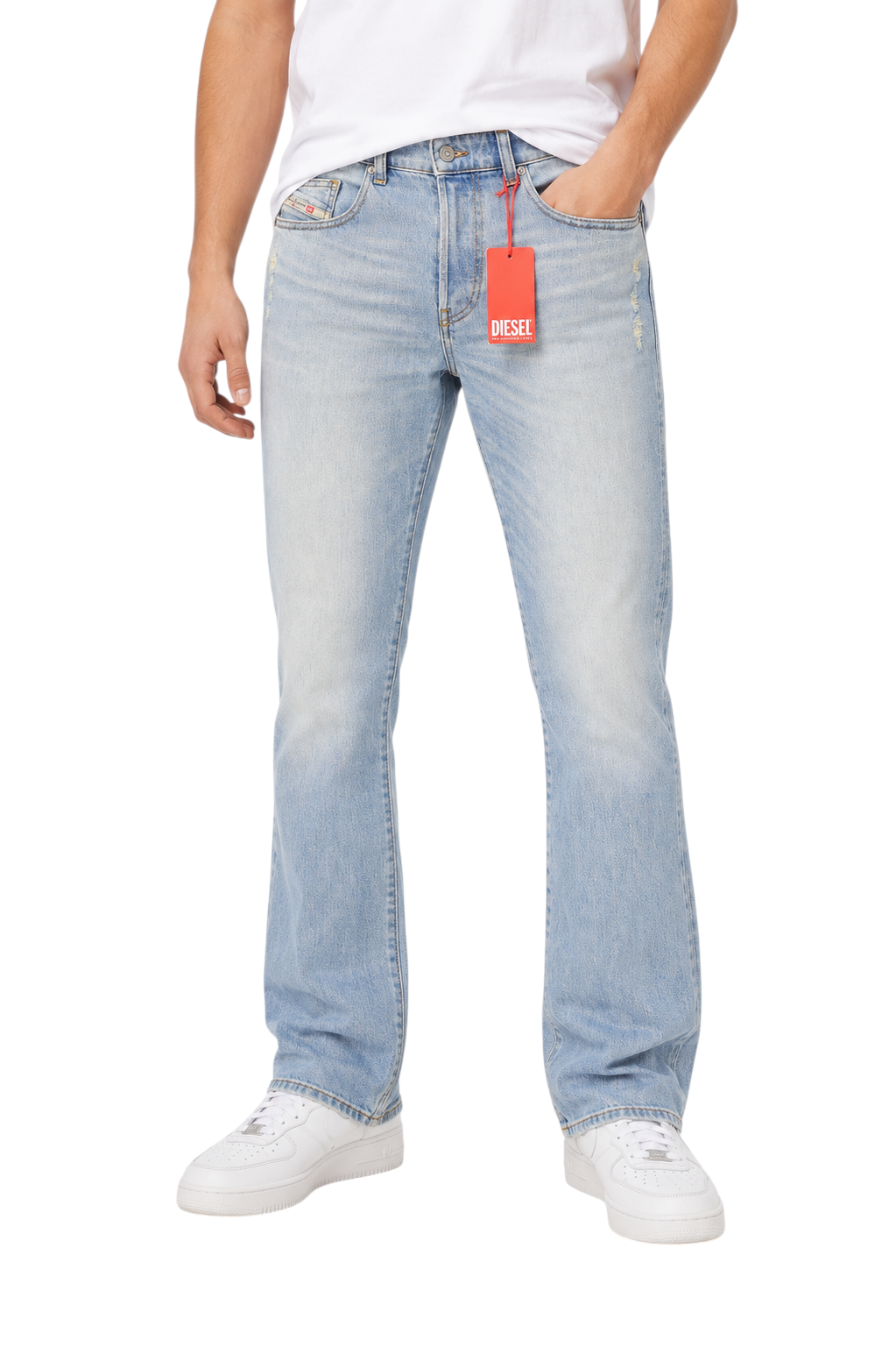 DIESEL 1998 D-Buck 09H39 Men Jeans W34/L32 Blue Distress Slim Bootcut RRP195