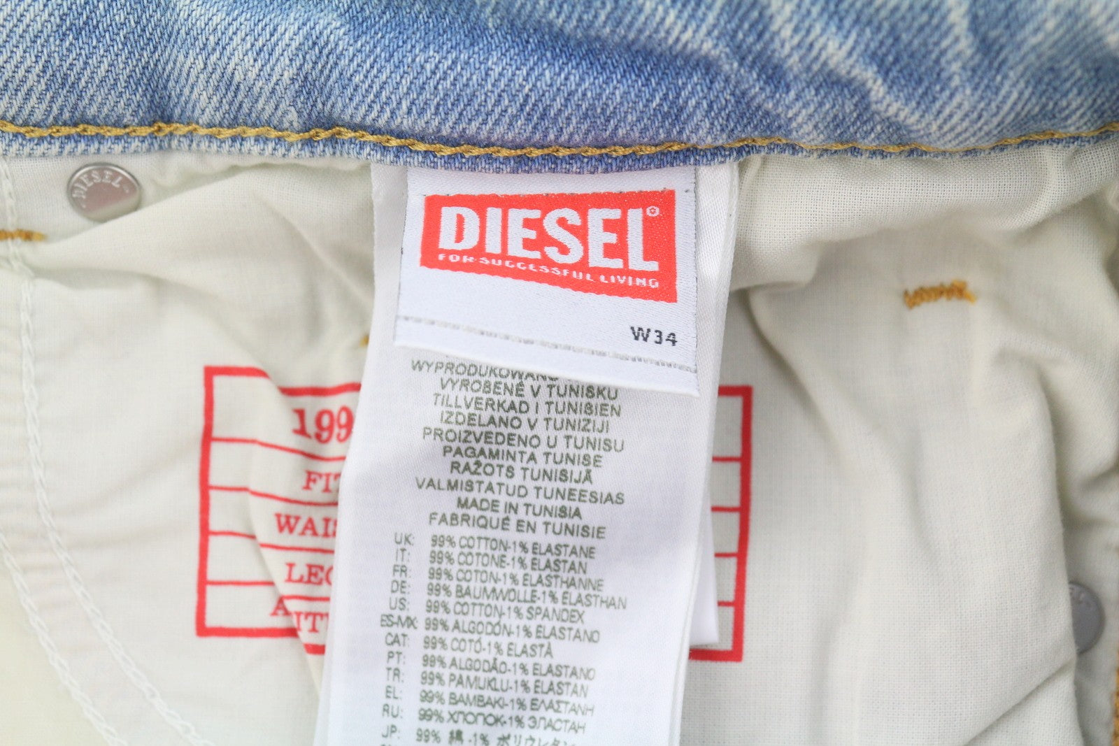 DIESEL 1998 D-Buck 09H39 Men Jeans W34/L32 Blue Distress Slim Bootcut RRP195