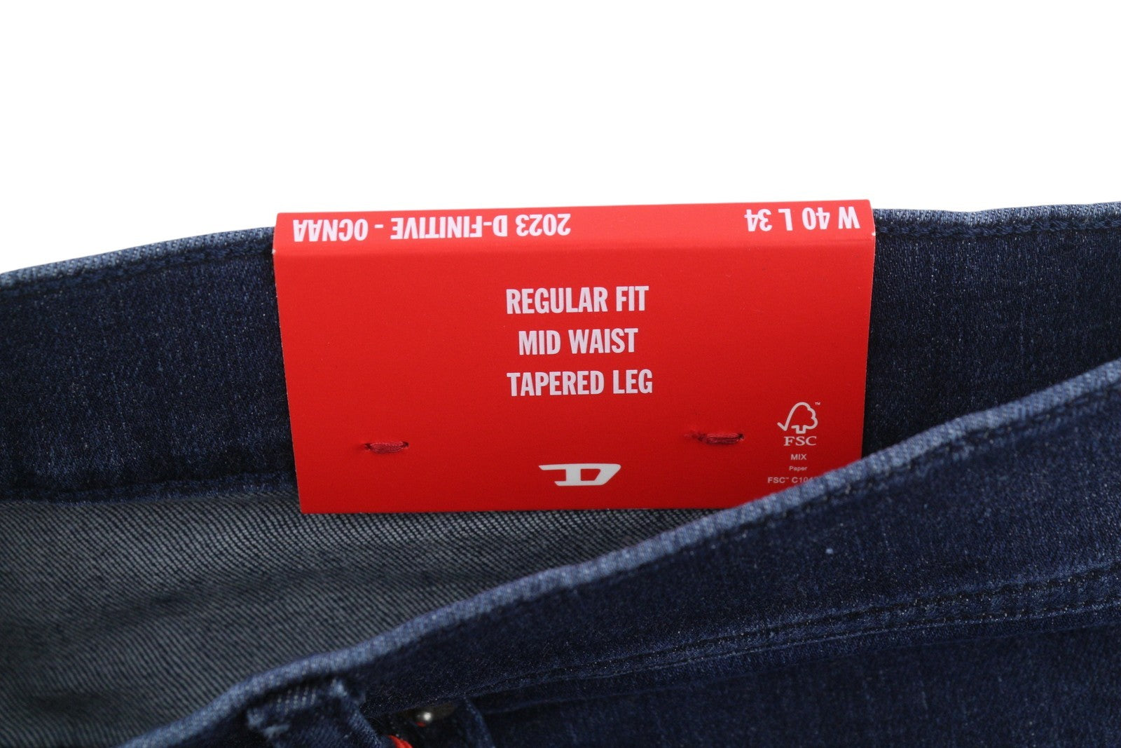 DIESEL 2023 D-Finitive 0CNAA Men Jeans W40/L34 Blue Faded Regular Tapered RRP150