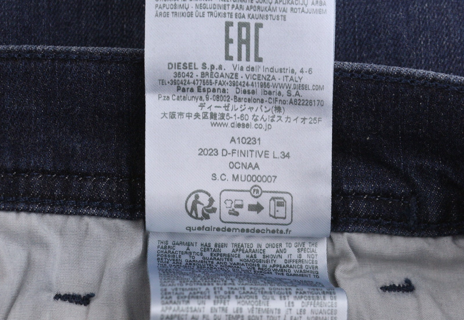 DIESEL 2023 D-Finitive 0CNAA Men Jeans W40/L34 Blue Faded Regular Tapered RRP150