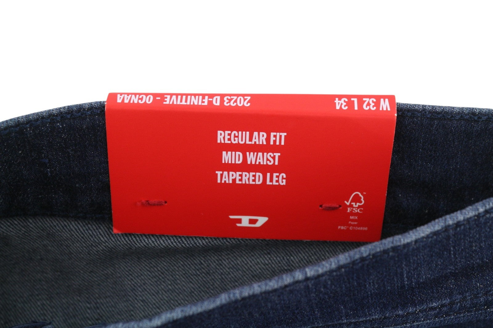 DIESEL 2023 D-Finitive 0CNAA Men Jeans W32/L34 Blue Faded Regular Tapered RRP150