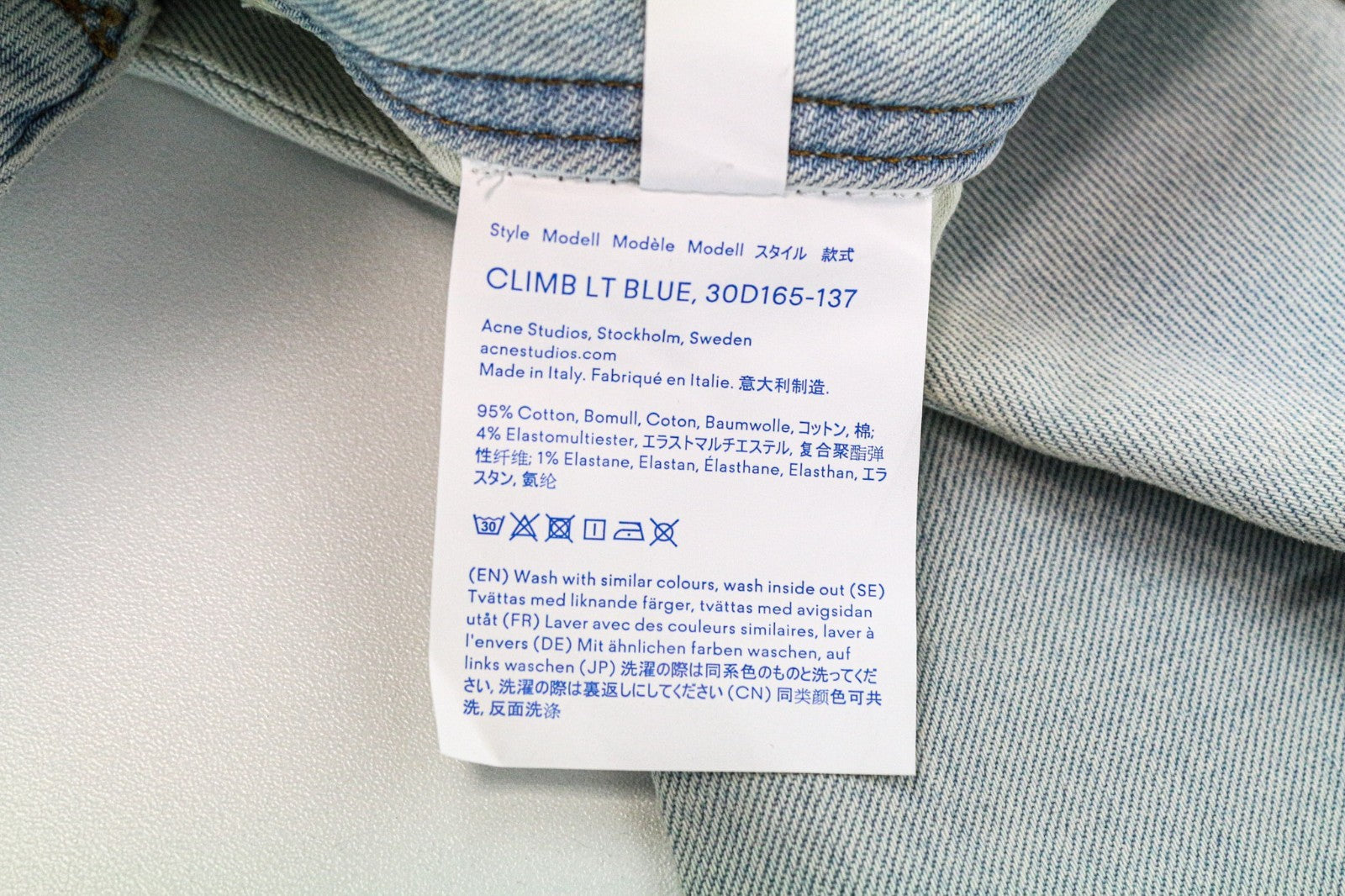 ACNE STUDIOS Climb Women Jeans W26/L34 Skinny Washed Cotton Stretch Light Blue