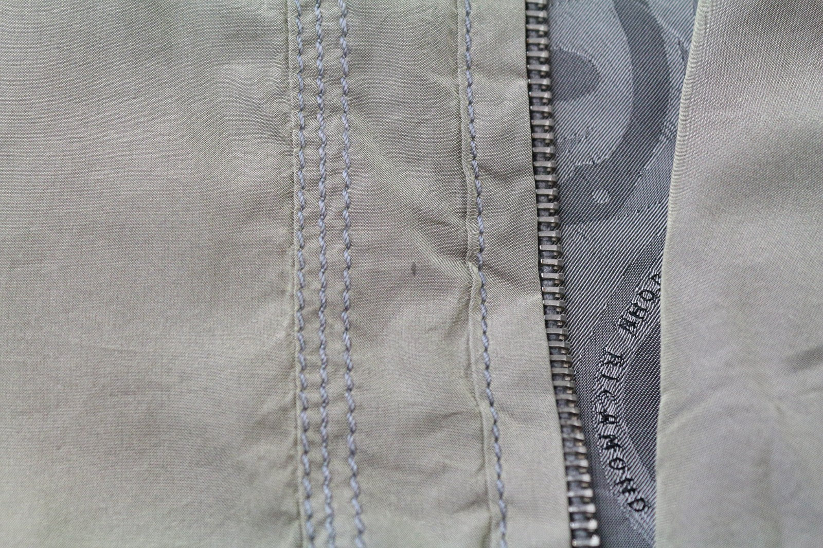 JOHN RICHMOND Men Jacket 48 M Khaki Green Silk Blend Zipped Lightweight