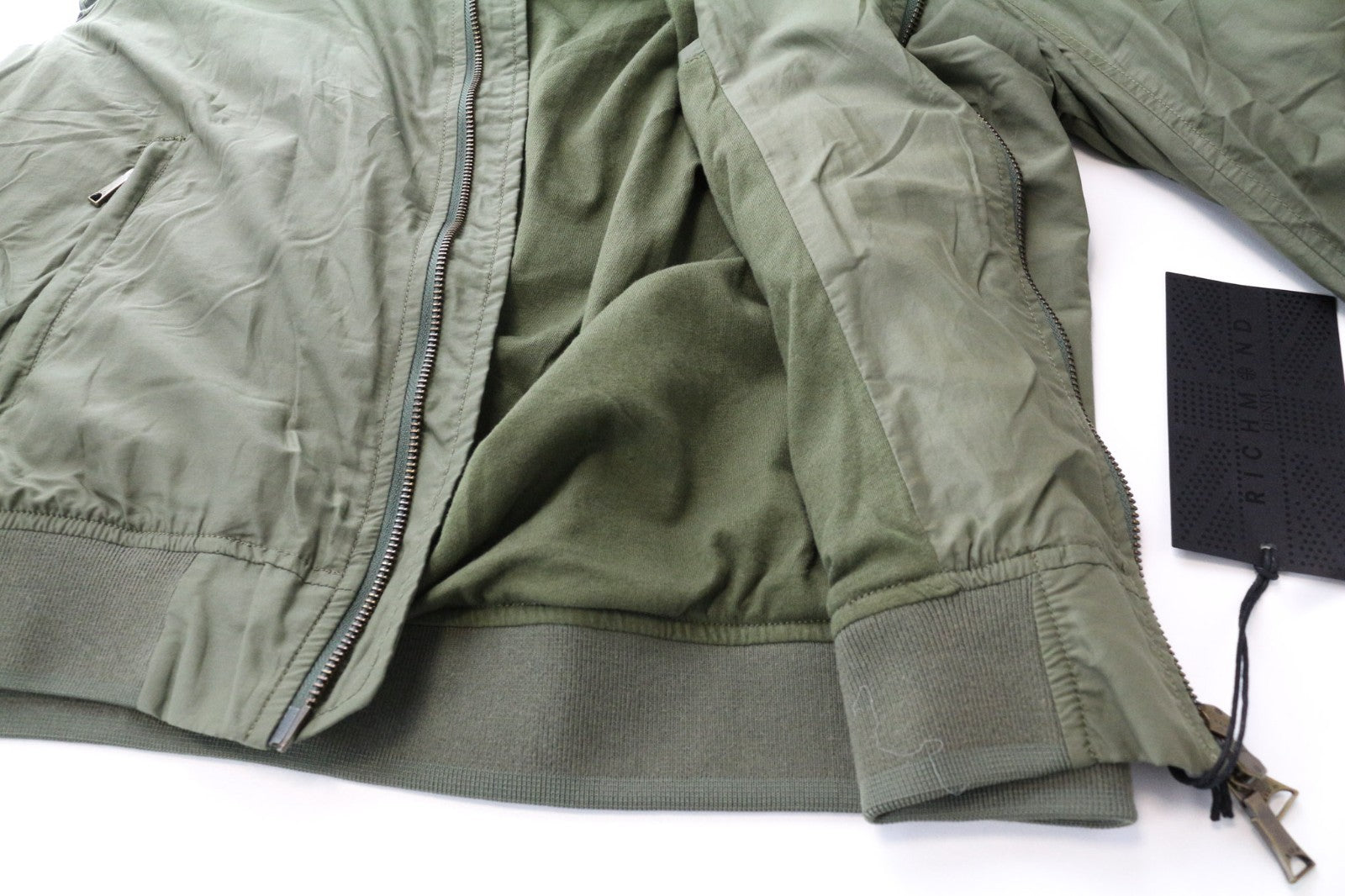 RICHMOND Men Jacket 48 M Green Single-Breasted Lined Lightweight Casual Zipped