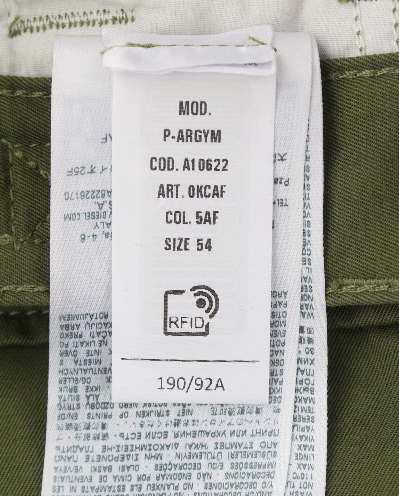 DIESEL P-Argym Men Trousers 54 W37 Khaki Green Regular Fit Cargo RRP225