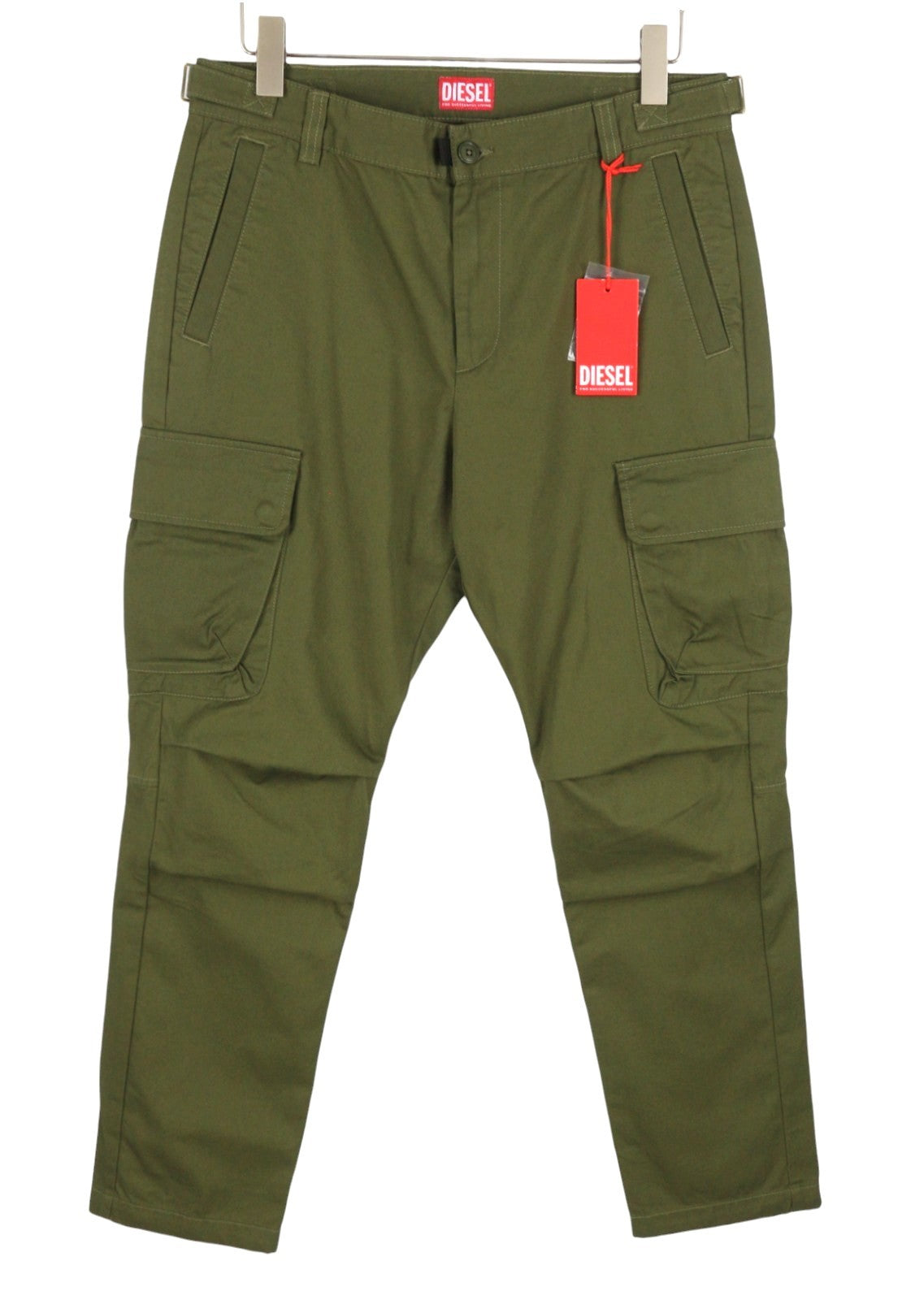 DIESEL P-Argym Men Trousers 54 W37 Khaki Green Regular Fit Cargo RRP225