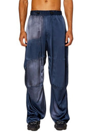 DIESEL P-Marty Men Trousers 52 W35 Blue Satin Oversized Extra-Baggy Cargo RRP325