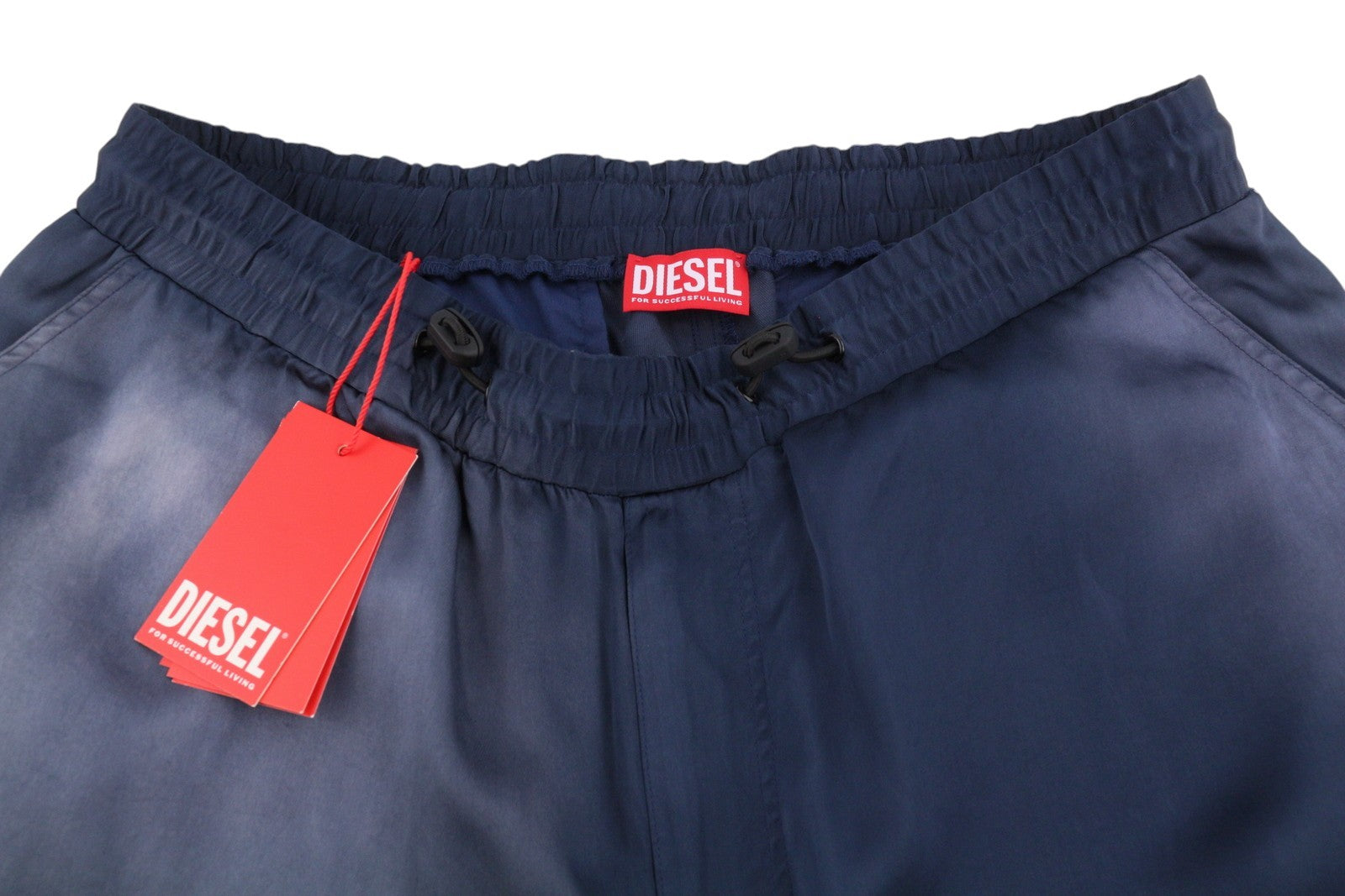DIESEL P-Marty Men Trousers 52 W35 Blue Satin Oversized Extra-Baggy Cargo RRP325