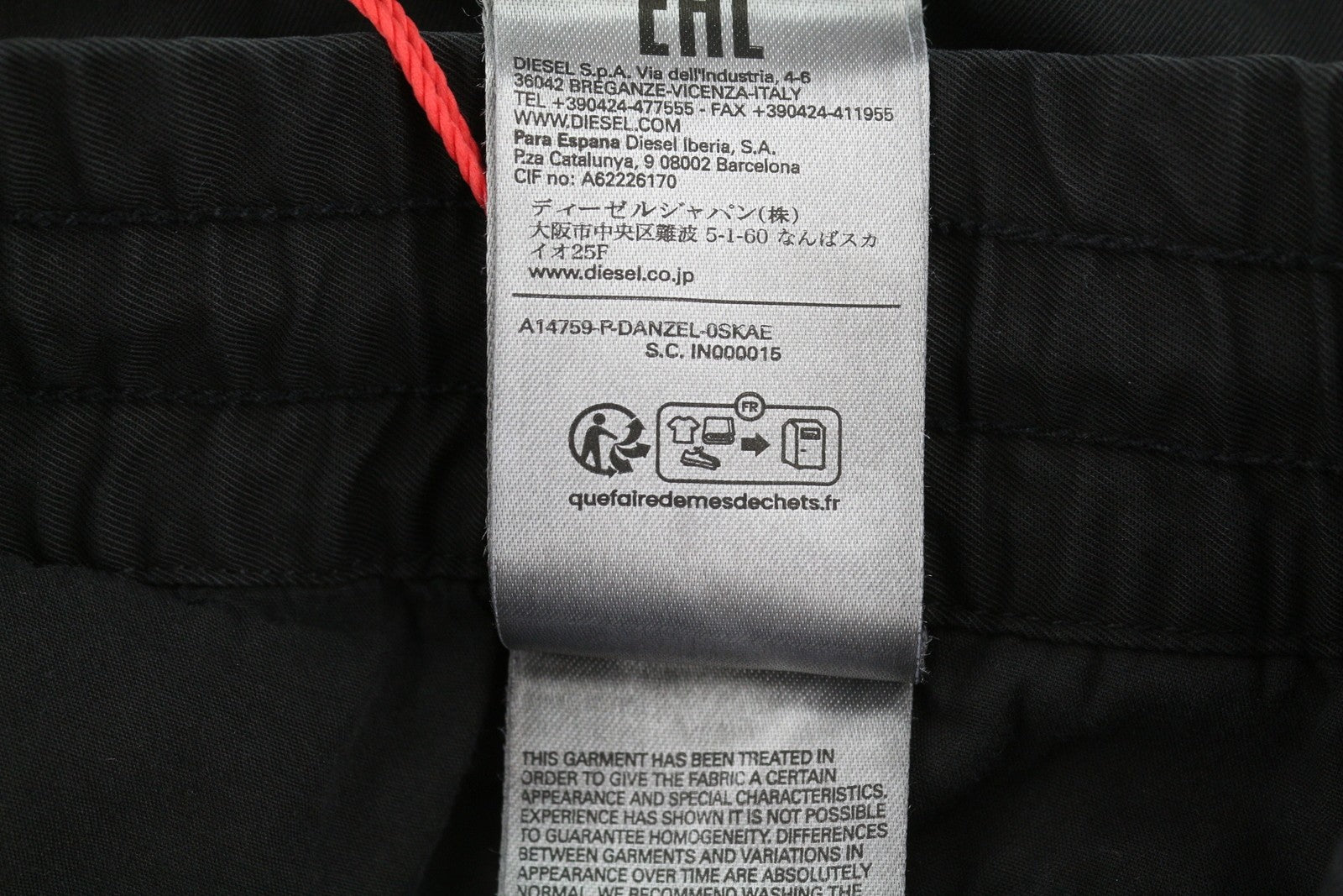 DIESEL P-Danzel Men Trousers 50 W34 Black Utility Relaxed Leg Cargo RRP275