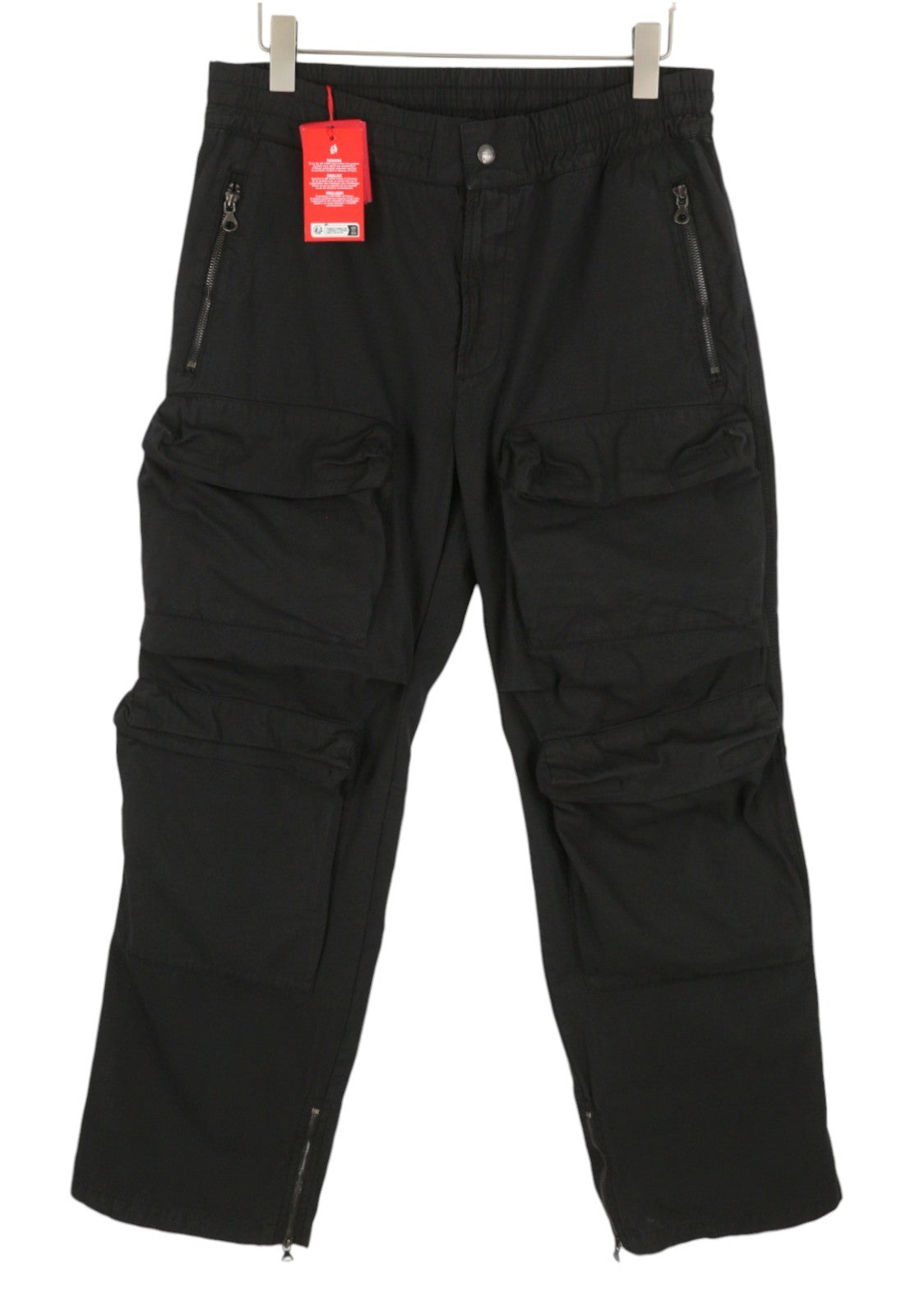 DIESEL P-Danzel Men Trousers 50 W34 Black Utility Relaxed Leg Cargo RRP275