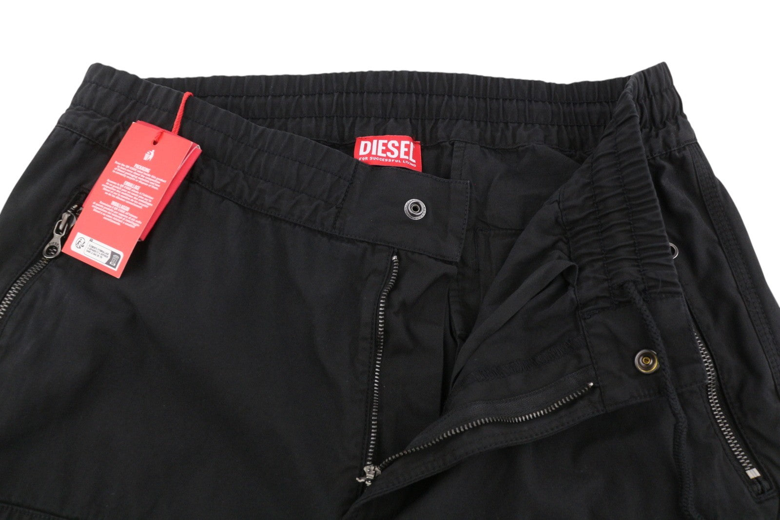 DIESEL P-Danzel Men Trousers 50 W34 Black Utility Relaxed Leg Cargo RRP275