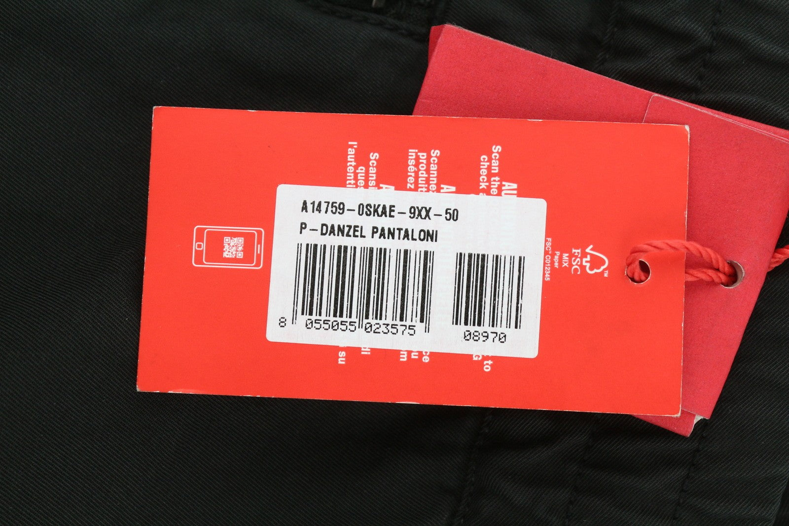 DIESEL P-Danzel Men Trousers 50 W34 Black Utility Relaxed Leg Cargo RRP275