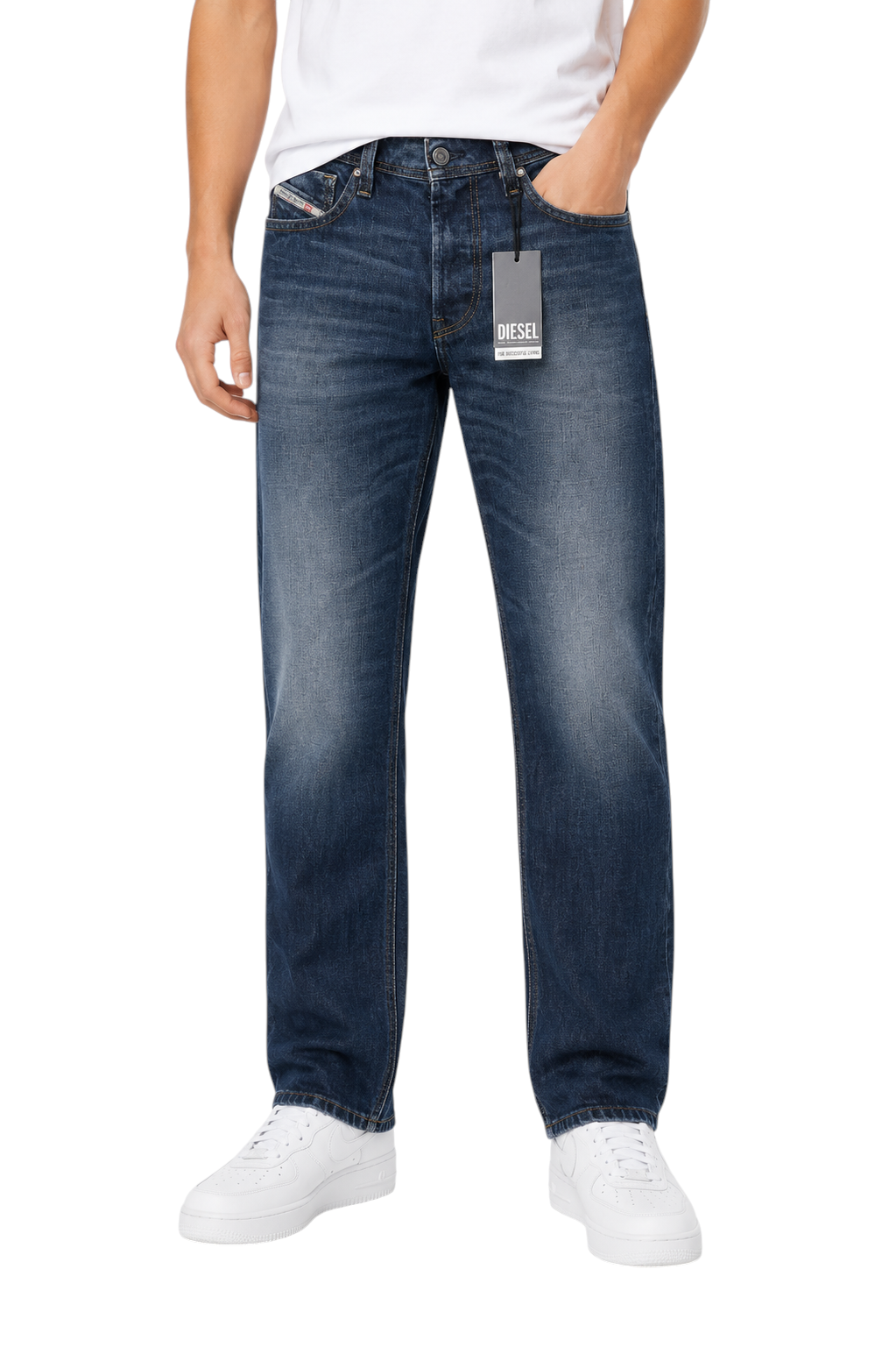 DIESEL 1985 Larkee R917X Men Jeans W38/L32 Blue Whiskers Faded Straight RRP195