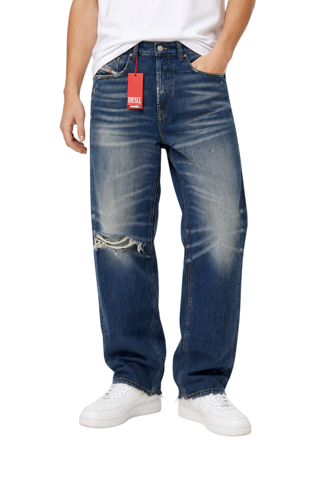 DIESEL 2010 D-Macs 09J95 Men Jeans W32/L32 Blue Distress Loose Straight RRP275