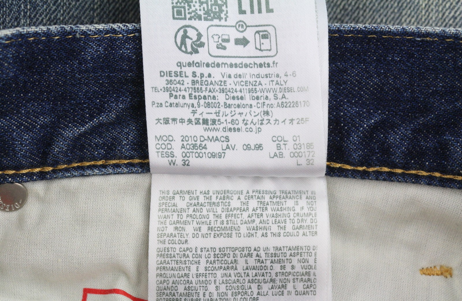 DIESEL 2010 D-Macs 09J95 Men Jeans W32/L32 Blue Distress Loose Straight RRP275
