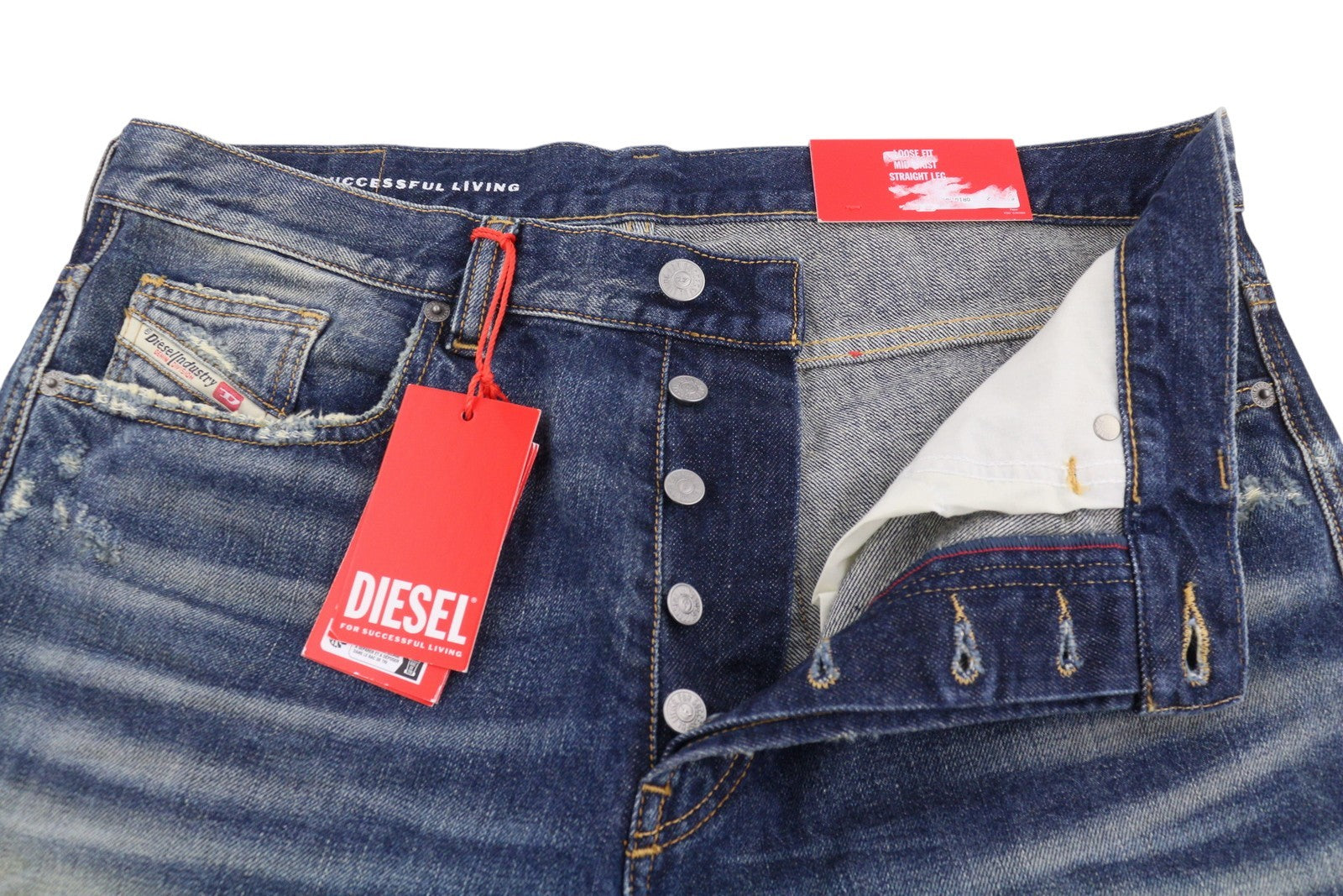 DIESEL 2010 D-Macs 09J95 Men Jeans W32/L32 Blue Distress Loose Straight RRP275